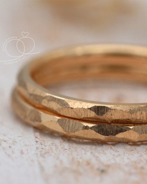 Dünne Ringe Rosegold mit Hammerschlag Zarties