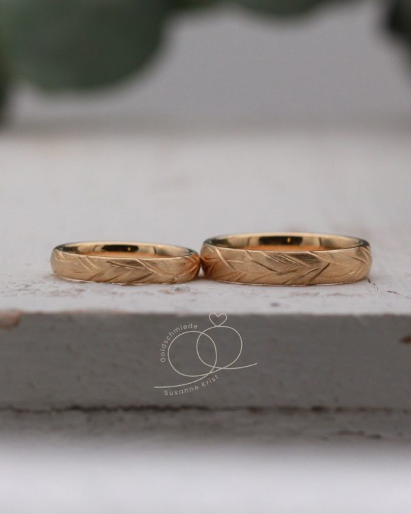 Matte Rosegoldringe holz floral