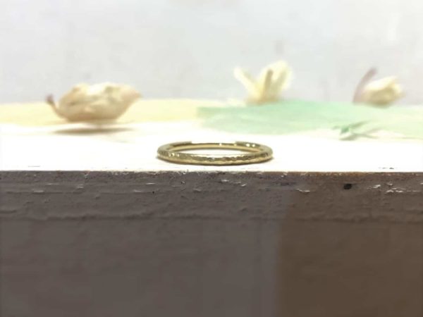 Feiner und schmaler Verlobungsring aus Gold mit Hammerschlag, genannt Vreni.
