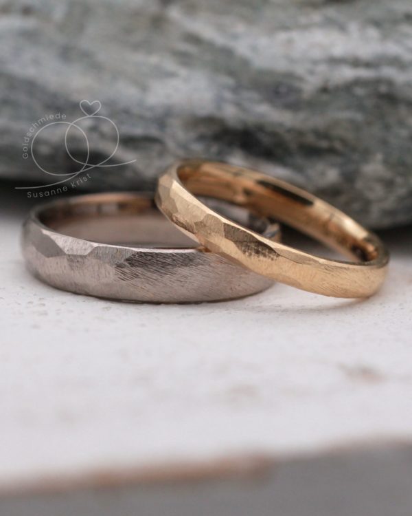 Trauringe unterschiedliche Farben Gold Weissgold, Wanderlust